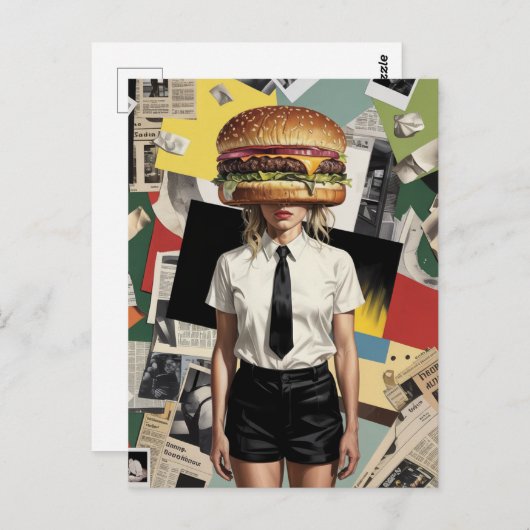 Surreal Cheeseburger Woman Briefkaart (Voorkant / Achterkant)
