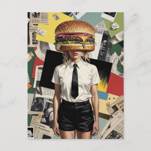 Surreal Cheeseburger Woman Briefkaart (Voorkant)