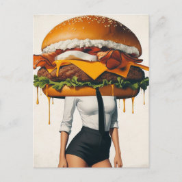 Surreal Cheeseburger Woman Briefkaart