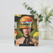 Surreal Cheeseburger Woman Collage Briefkaart (Staand voorkant)