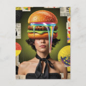 Surreal Cheeseburger Woman Collage Briefkaart (Voorkant)