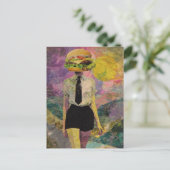 Surreal Cheeseburger Woman Mixed Media Briefkaart (Staand voorkant)