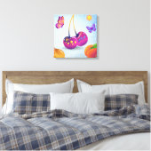 Surreal Cherry & Butterfly Stretched Canvas Afdruk (Insitu (Slaapkamer))