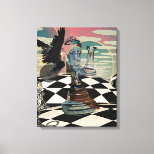Surreal chess game canvas afdruk