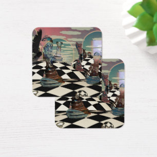 Surreal chess game vierkante visitekaartjes