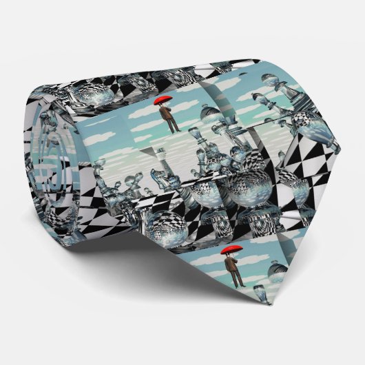 Surreal Chess Landschap Stropdas (Opgerold)