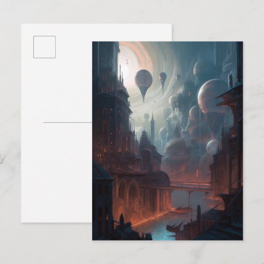 Surreal City Fantasy Art Briefkaart (Voorkant / Achterkant)