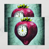 Surreal Clock Strawberry Briefkaart (Voorkant / Achterkant)