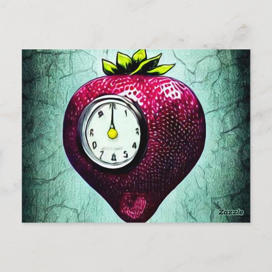 Surreal Clock Strawberry Briefkaart (Achterkant)
