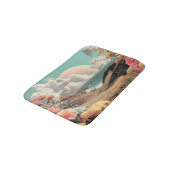 Surreal Coastal Landscape With Flowers And Clouds Badmat (Gekanteld)