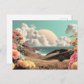 Surreal Coastal Landscape With Flowers And Clouds Briefkaart (Voorkant / Achterkant)