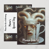 Surreal Coffee Octopus Briefkaart (Voorkant / Achterkant)