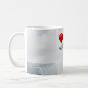 Surreal concept en creatieve oplossingsmetafoor al koffiemok