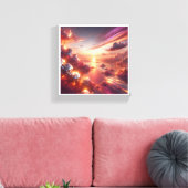 Surreal Cosmic Sunset - Dreamy Pink and Gold Cloud Canvas Afdruk (Insitu (Woonkamer))