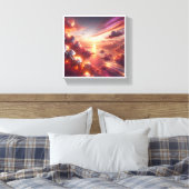 Surreal Cosmic Sunset - Dreamy Pink and Gold Cloud Canvas Afdruk (Insitu (Slaapkamer))