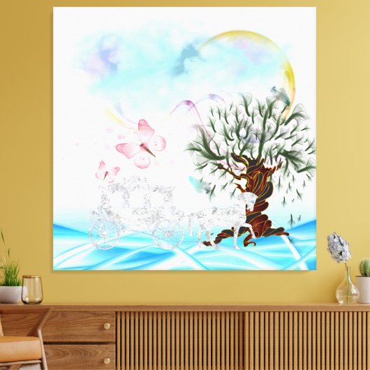 Surreal Crystal Horse Carriage Wrapped Canvas (Insitu (Woonkamer))