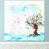 Surreal Crystal Horse Carriage Wrapped Canvas (Insitu (Houten vloer))
