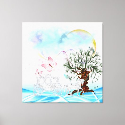 Surreal Crystal Horse Carriage Wrapped Canvas Afdruk (Voorkant)