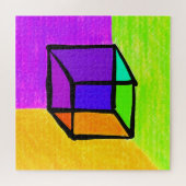 Surreal Cube met de hand getrokken geometrische fi Legpuzzel (Horizontaal)