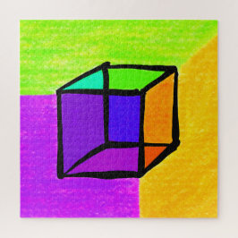 Surreal Cube met de hand getrokken geometrische fi Legpuzzel
