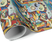 Surreal Cubist Style Cat Art Cadeaupapier (Rol Hoek)