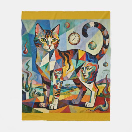 Surreal Cubist Style Cat Art Fleece Deken (Voorkant)