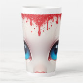Surreal Cute Grote Blauwe Ogen Latte Mok (Voorkant)