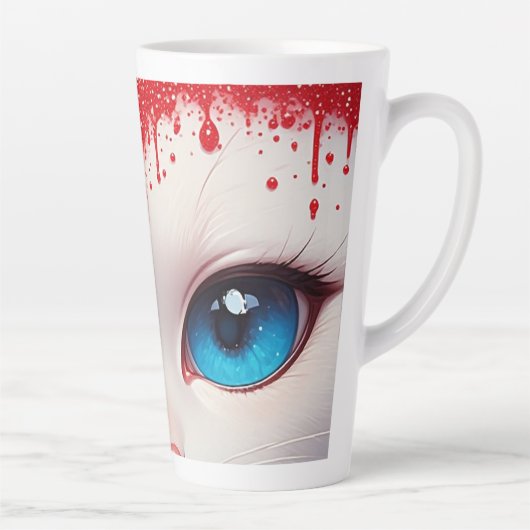 Surreal Cute Grote Blauwe Ogen Latte Mok (Rechts)