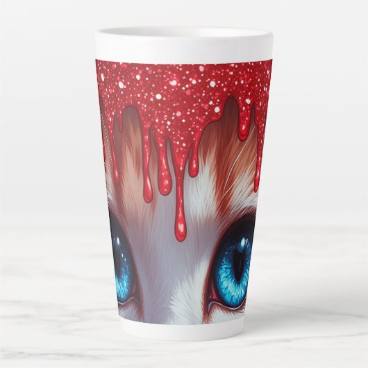 Surreal Cute Grote Blauwe Ogen Latte Mok (Voorkant)