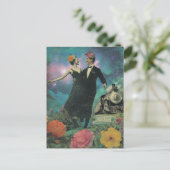 Surreal Dancing People Adventure Collage Train  Briefkaart (Staand voorkant)