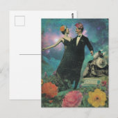Surreal Dancing People Adventure Collage Train Briefkaart (Voorkant / Achterkant)