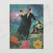 Surreal Dancing People Adventure Collage Train  Briefkaart (Voorkant)