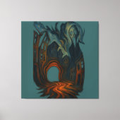 Surreal Dark Cityscape Art Ghostly Figure Painting Canvas Afdruk (Voorkant)