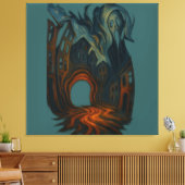 Surreal Dark Cityscape Art Ghostly Figure Painting Canvas Afdruk (Insitu (Woonkamer))
