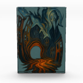 Surreal Dark Cityscape Art Ghostly Figure Painting Fotoblokken