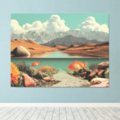 Surreal Desert and Lake with Goldfish Canvas Afdruk (Insitu (Houten vloer))