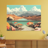 Surreal Desert and Lake with Goldfish Canvas Afdruk (Insitu (Woonkamer))