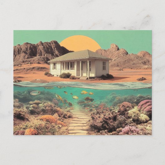 Surreal Desert House with Underwater Reef Briefkaart (Voorkant)