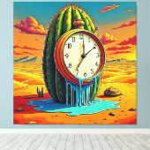 Surreal Desert Klok Kunst Canvas Afdruk (Insitu (Houten vloer))
