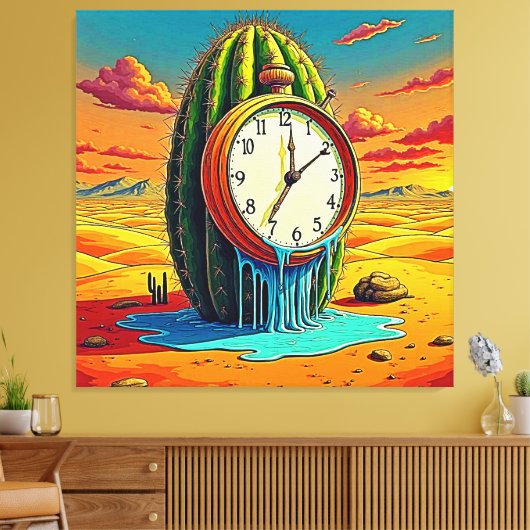 Surreal Desert Klok Kunst Canvas Afdruk (Insitu (Woonkamer))