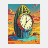 Surreal Desert Klok Kunst Fleece Deken (Voorkant)