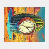 Surreal Desert Klok Kunst Fleece Deken (Voorkant (Horizontaal))