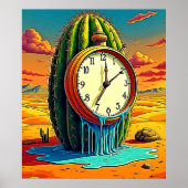 Surreal Desert Klok Kunst Poster (Voorkant)