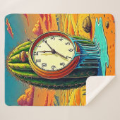 Surreal Desert Klok Kunst Sherpa Deken (Voorkant (horizontaal))