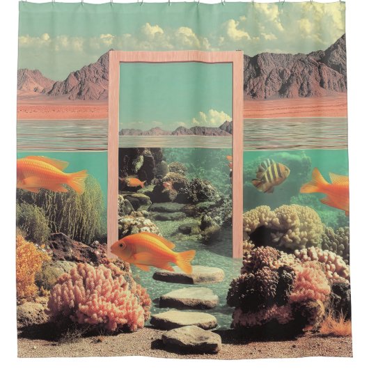Surreal Desert Ocean with Door Douchegordijn (Voorkant)