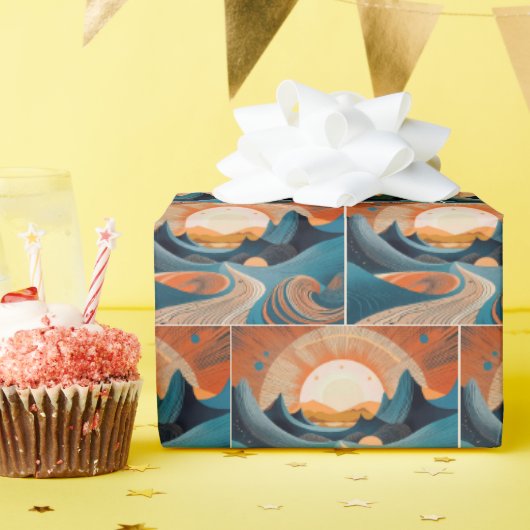Surreal Desert Sunset Abstract Cadeaupapier (Verjaardagsfeest)