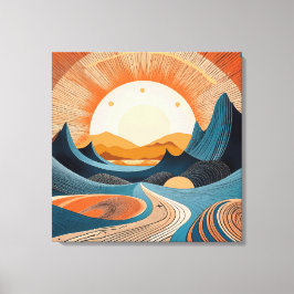 Surreal Desert Sunset Abstract Canvas Afdruk