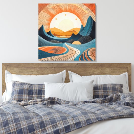 Surreal Desert Sunset Abstract Canvas Afdruk (Insitu (Slaapkamer))
