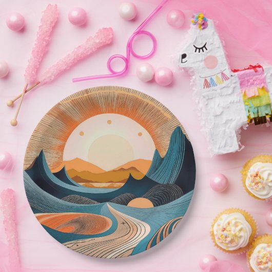 Surreal Desert Sunset Abstract Papieren Bordje (Feest)