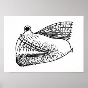 Surreal diepzeewaterdier – Rare zwarte inkt monste Poster